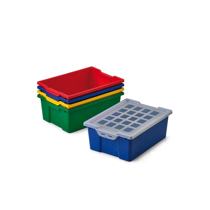 Caja plastico multiuso grande con tapas de colores - Material de oficina,  escolar y papelería