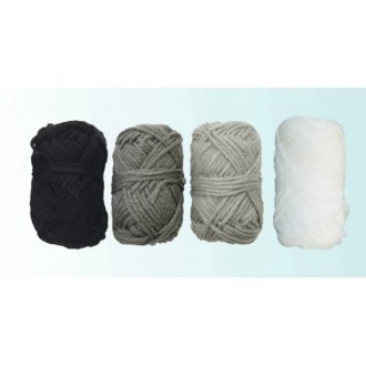 4 Ovillos de lana acrilica gris
