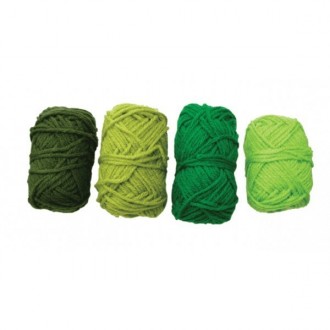 4 Ovillos de lana acrilica verde